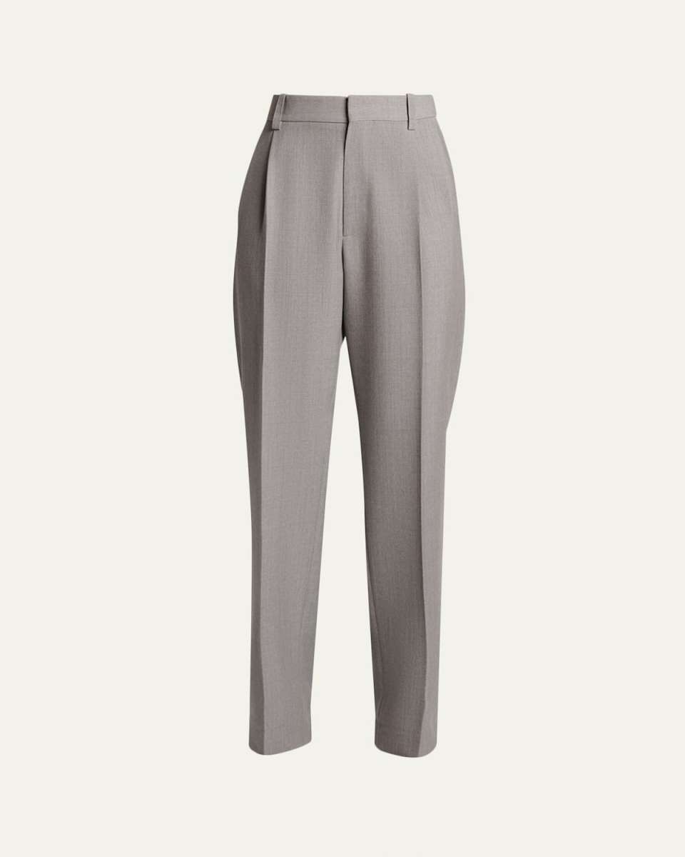 Pleated Drop-Waist Straight-Leg Trousers